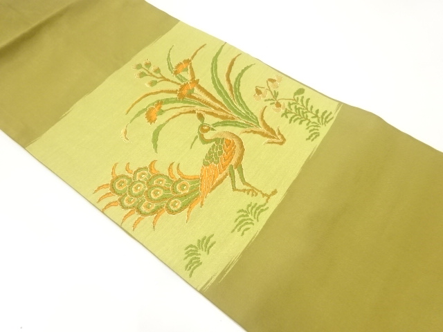 JAPANESE KIMONO / NAGOYA OBI / SILK / WOVEN PEACOCK